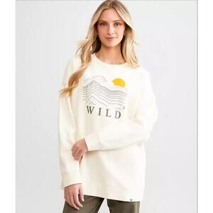 Gabriella Pullover Sweatshirt White Wild Graphic Crewneck Women’s Small Cozy